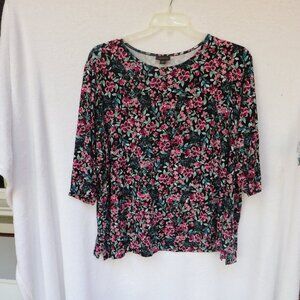 J. Jill Wearever Collection 3/4 length sleeve floral print tunic 4X